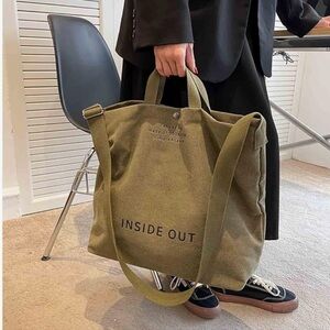 SUMLENO Olive Green Canvas Tote Bag.